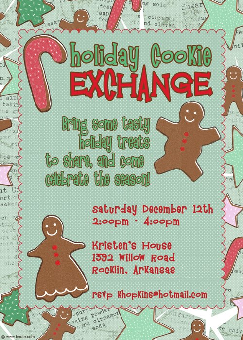 Holiday Party Gingerbread Decorating or Cookie Exchange Party