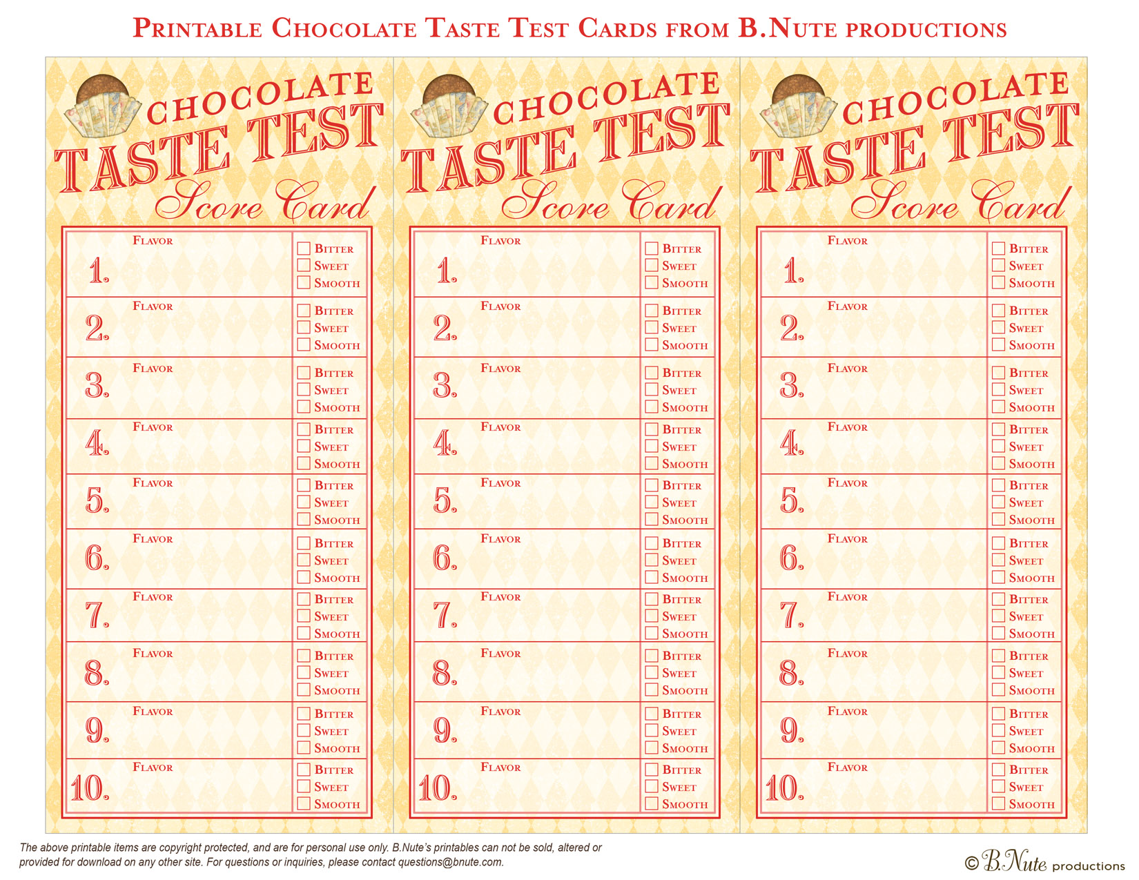 Bnute Productions Chocolate Party Game Chocolate Taste Test With Free