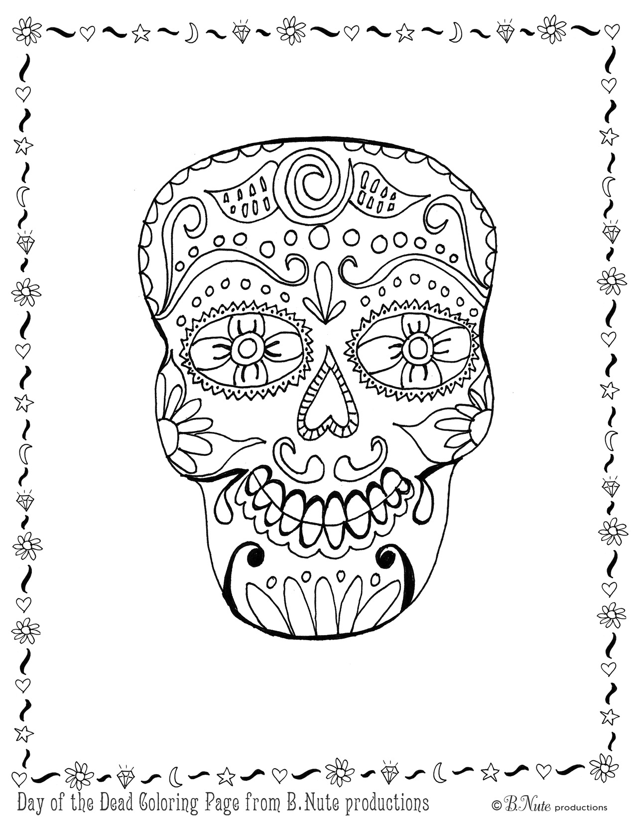 Day Of The Dead Skull Printable Printable Template