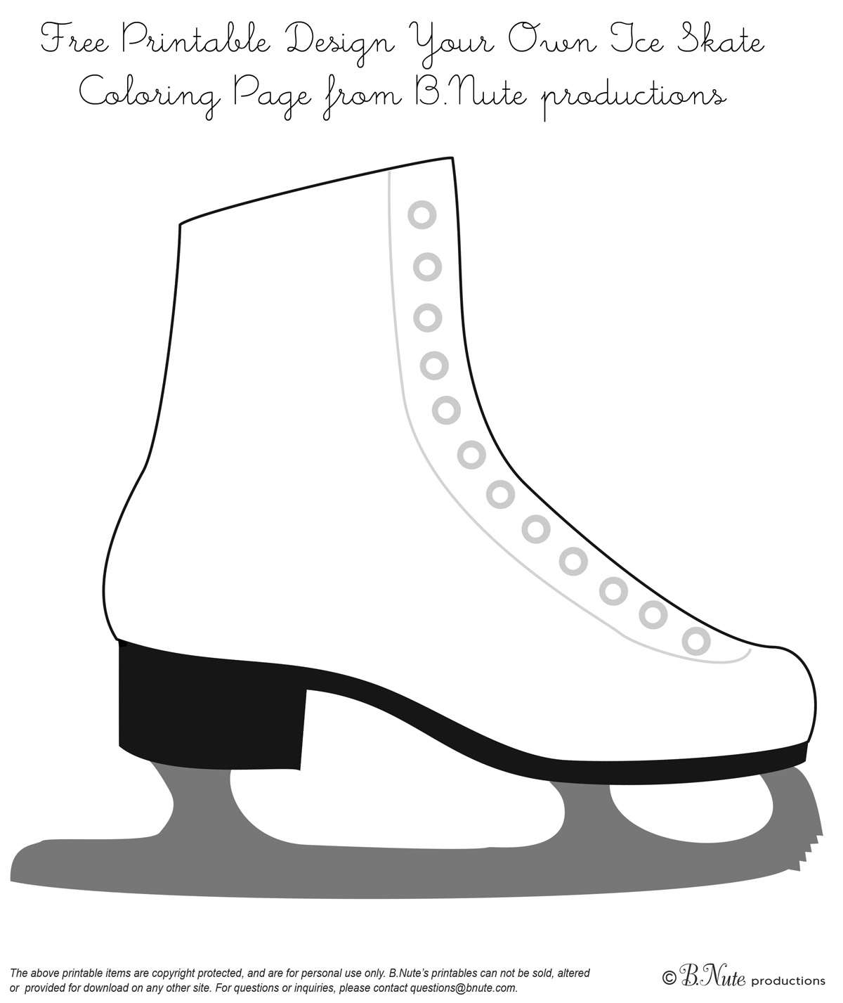 bnute productions Free Printable Coloring Page Design Your Own Ice Skate