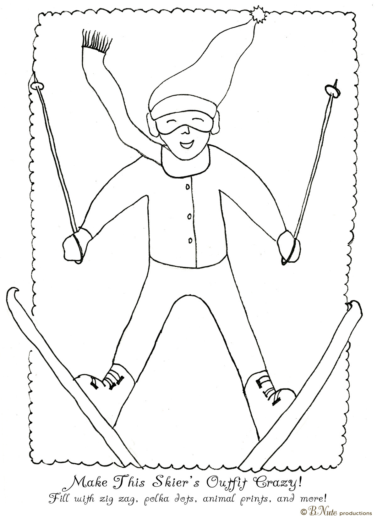bnute productions: Free Printable Skier Coloring Page