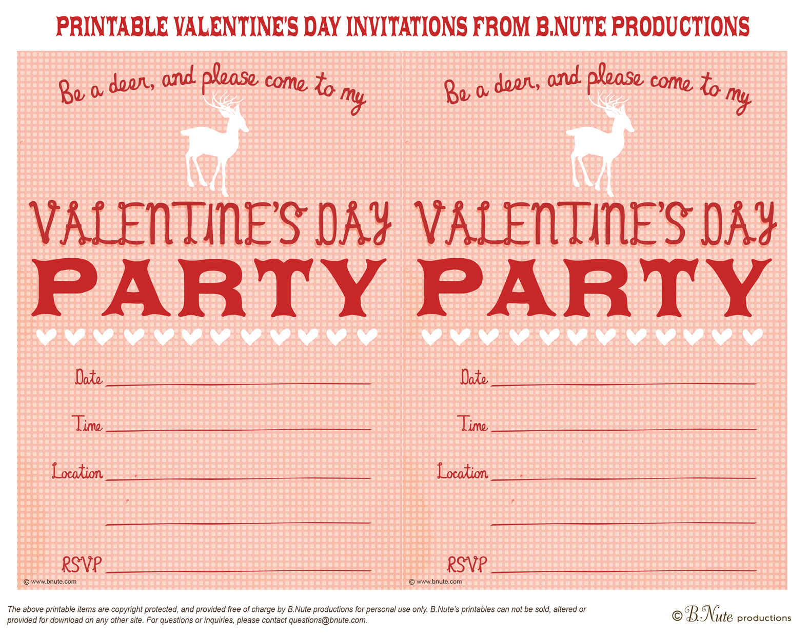 Bnute Productions Free Printable Valentine s Day Party Invitation